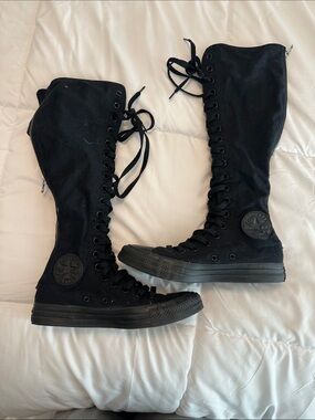 Converse Black Knee-High Lace-Up Boots